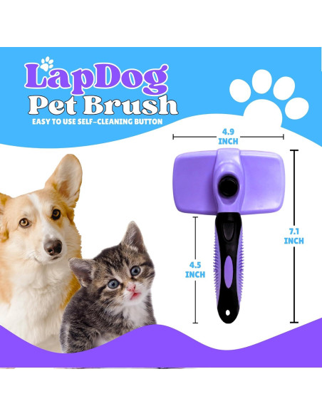 Cepillo Slicker Autolimpiante Lapdog para Perros y Gatos - Púrpura