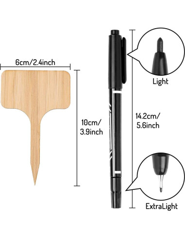 Etiquetas de Plantas de Bambú Whaline 50 Pcs con Bolígrafo