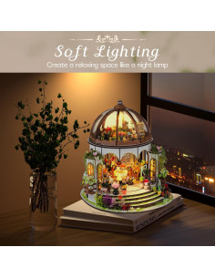 Kit Casa en Miniatura DIY Taimimy Invernadero con LED 1:24 2