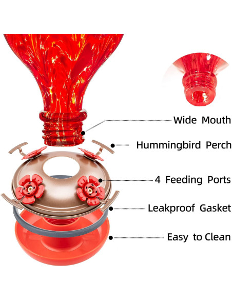 Alimentador de Colibrí de Vidrio LaElvish Garden 0.95L Ant Moat