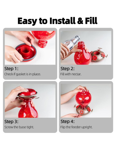 Alimentador de Colibrí de Vidrio LaElvish Garden 0.95L Ant Moat