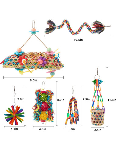 Juguetes para Aves RLRICH 6 Piezas Masticar y Desgaste