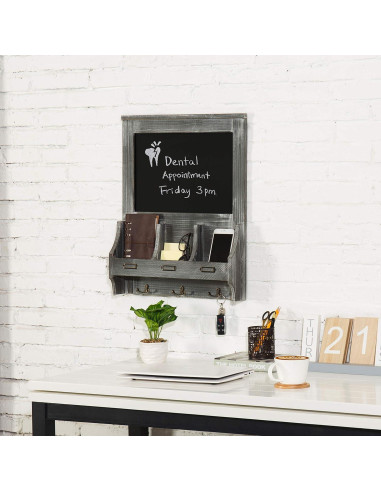 Organizador de correo y llaves MyGift madera gris rústico