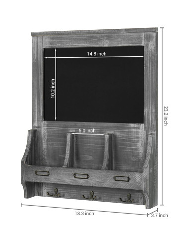 Organizador de correo y llaves MyGift madera gris rústico