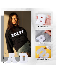 104 Parches de Letras Chenille Jutom para Planchar Blancos 2