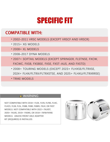 Cubiertas de Tuerca de Eje Frontal KICRY C-Cromo para Harley