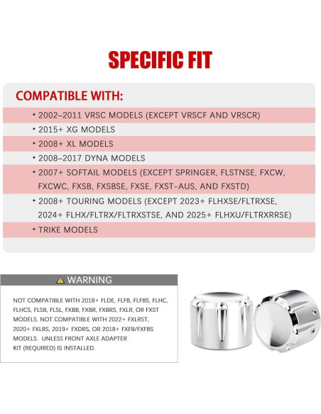 Cubiertas de Tuerca de Eje Frontal KICRY C-Cromo para Harley