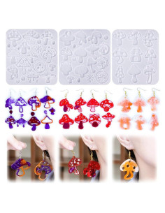 Moldes de Resina para Pendientes Rifanda 3 Pcs Hongo con Ganchos