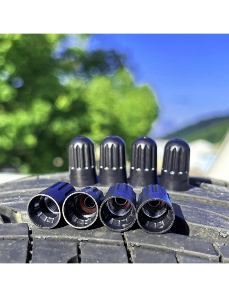 Tapa de Válvula de Neumático TPMSCENTER Universal Negra - 8 Piezas