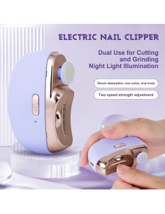 Cortador de Uñas Eléctrico WLLEADG 3 en 1 Recargable Púrpura 2