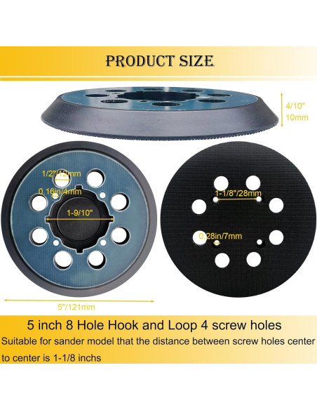 Almohadilla de Lijadora DeWalt 5" Gancho y Bucle 8 Agujeros