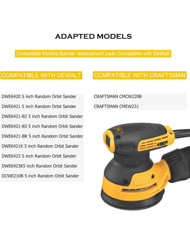 Almohadilla de Lijadora DeWalt 5" Gancho y Bucle 8 Agujeros