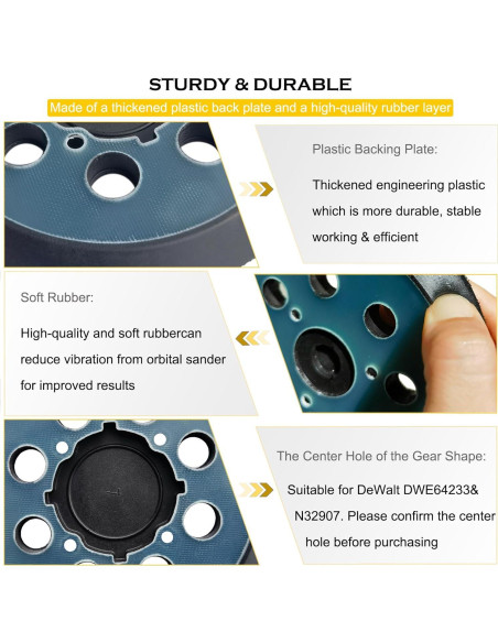 Almohadilla de Lijadora DeWalt 5" Gancho y Bucle 8 Agujeros