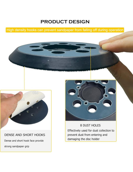 Almohadilla de Lijadora DeWalt 5" Gancho y Bucle 8 Agujeros