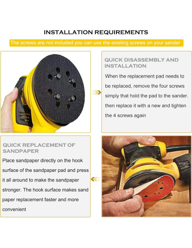 Almohadilla de Lijadora DeWalt 5" Gancho y Bucle 8 Agujeros