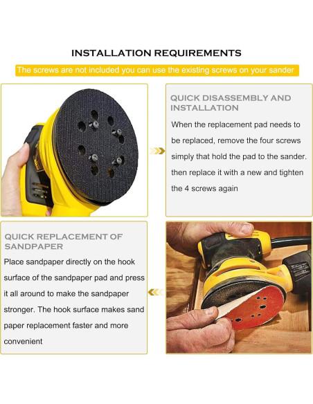 Almohadilla de Lijadora DeWalt 5" Gancho y Bucle 8 Agujeros