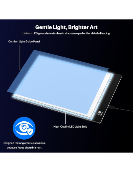 Caja de Luz LED A4 WELLFAR Ultra Fina Ajustable USB 30x20cm