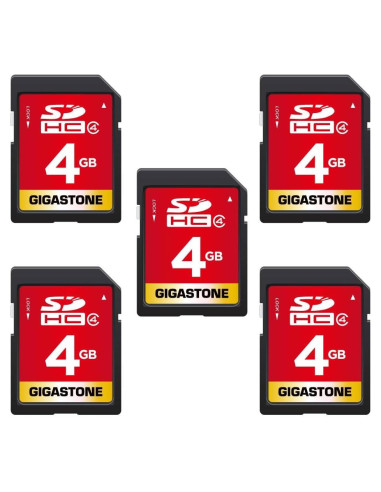 GIGASTONE 4GB Tarjeta SDHC Clase 4 Paquete de 5 con Estuches