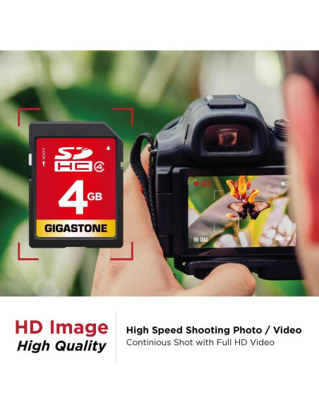 GIGASTONE 4GB Tarjeta SDHC Clase 4 Paquete de 5 con Estuches
