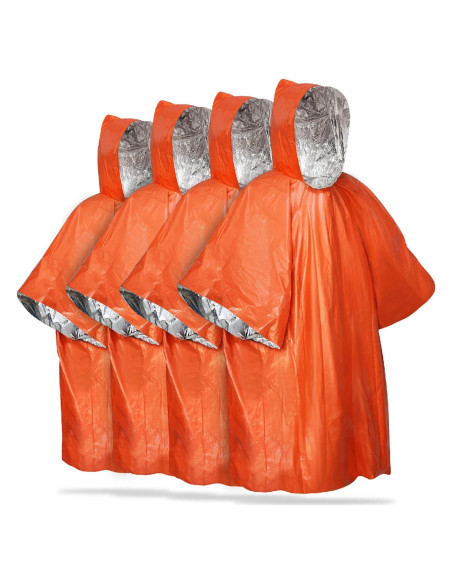 Poncho de Lluvia de Emergencia FosPower 4 Piezas Impermeable