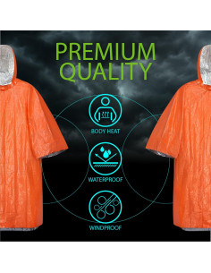 Poncho de Lluvia de Emergencia FosPower 4 Piezas Impermeable 2