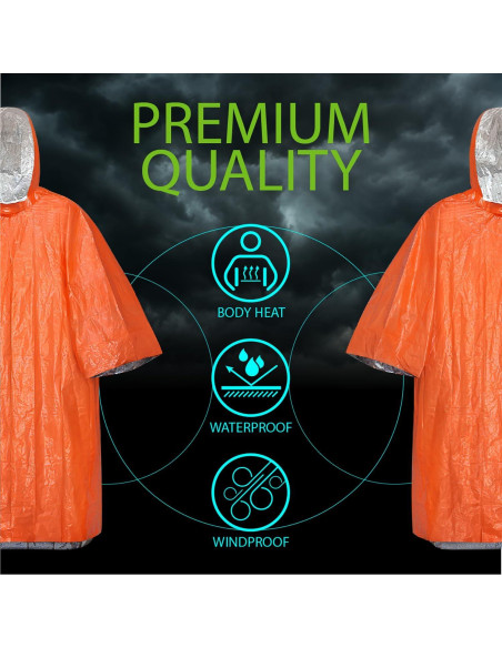 Poncho de Lluvia de Emergencia FosPower 4 Piezas Impermeable