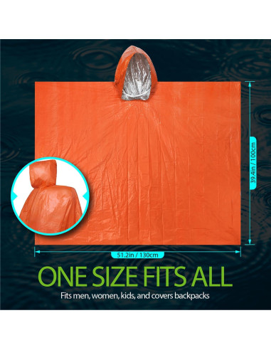 Poncho de Lluvia de Emergencia FosPower 4 Piezas Impermeable