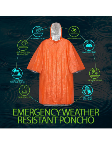 Poncho de Lluvia de Emergencia FosPower 4 Piezas Impermeable