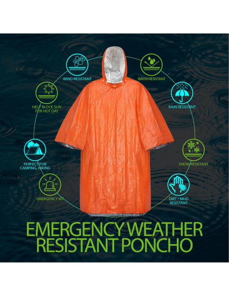 Poncho de Lluvia de Emergencia FosPower 4 Piezas Impermeable