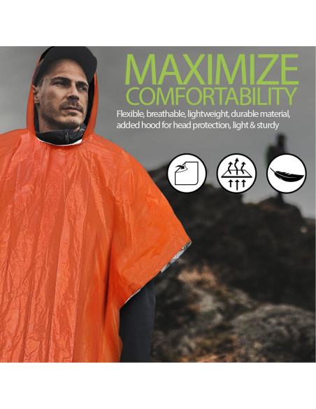 Poncho de Lluvia de Emergencia FosPower 4 Piezas Impermeable