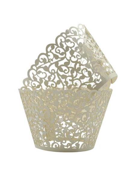 100 Fundas para Cupcake SUYEPER Beige Caladas 7.87 cm