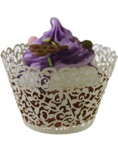 100 Fundas para Cupcake SUYEPER Beige Caladas 7.87 cm 2