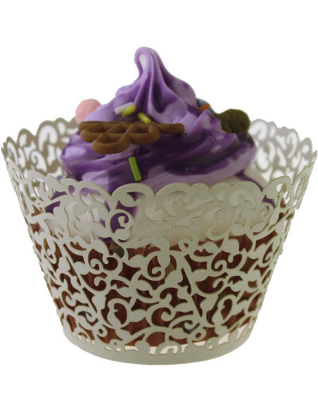 100 Fundas para Cupcake SUYEPER Beige Caladas 7.87 cm