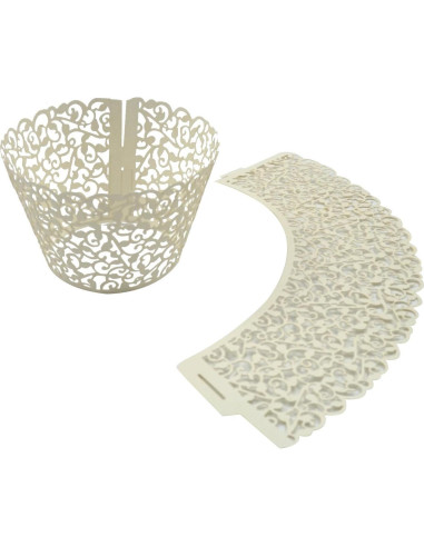 100 Fundas para Cupcake SUYEPER Beige Caladas 7.87 cm