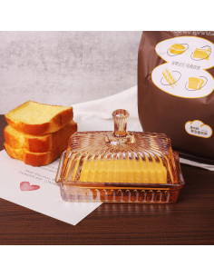 Plato de Mantequilla de Vidrio GTYRERO con Tapa Hermética 2