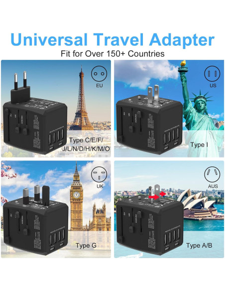 Adaptador de Viaje Universal Pecrol 6 Puertos 6.0A 30W