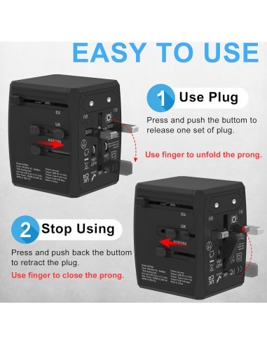Adaptador de Viaje Universal Pecrol 6 Puertos 6.0A 30W