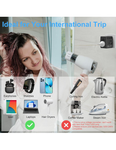 Adaptador de Viaje Universal Pecrol 6 Puertos 6.0A 30W