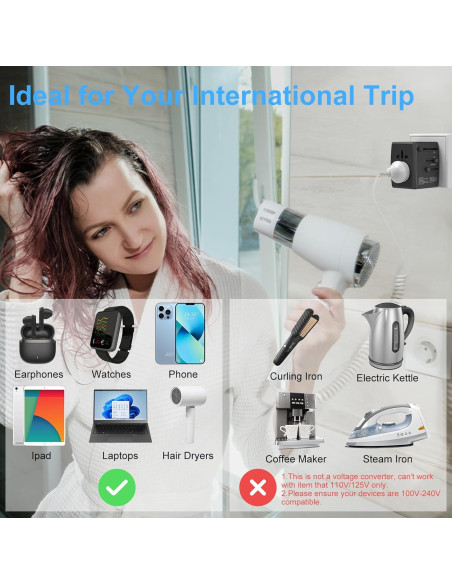 Adaptador de Viaje Universal Pecrol 6 Puertos 6.0A 30W