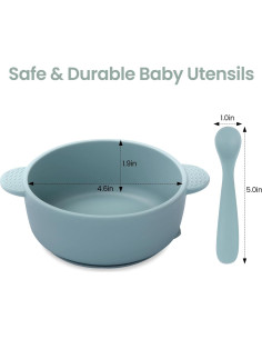Juego de Tazones y Cucharas de Silicona Eascrozn para Bebés 2