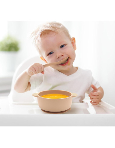 Juego de Tazones y Cucharas de Silicona Eascrozn para Bebés