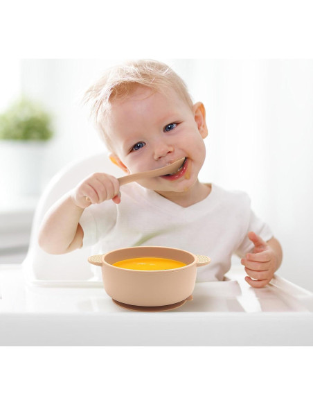 Juego de Tazones y Cucharas de Silicona Eascrozn para Bebés