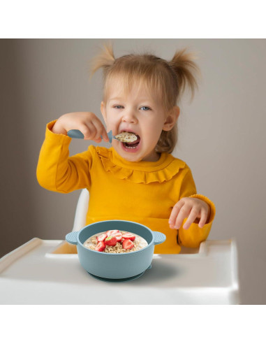 Juego de Tazones y Cucharas de Silicona Eascrozn para Bebés