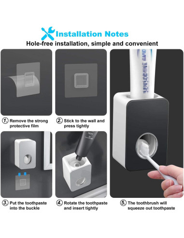 Dispensador Automático de Pasta de Dientes VICKSONGS Negro