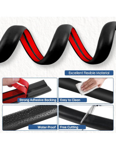 Cubierta de Cordón Autoadhesiva para Suelo EYAYEN 1.01m Negro 2