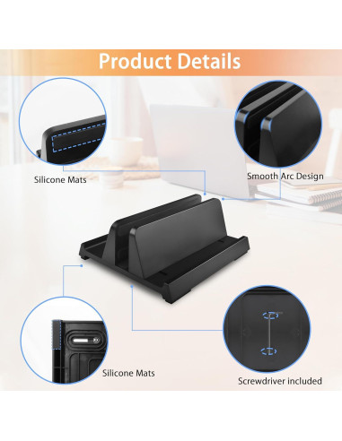 Soporte Vertical para Laptop JIMEJV, Organizador ABS Negro