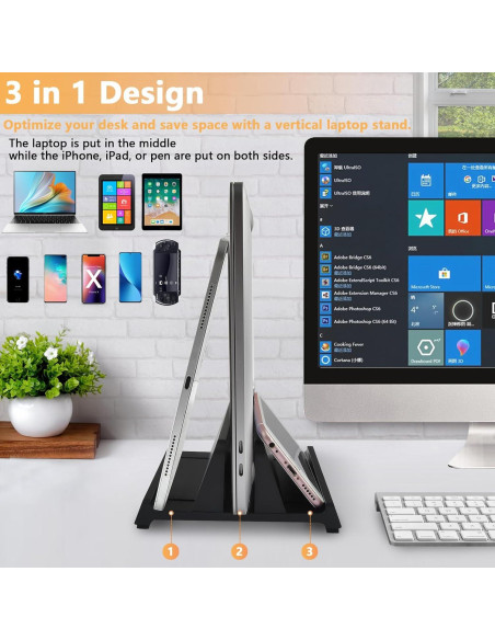 Soporte Vertical para Laptop JIMEJV, Organizador ABS Negro