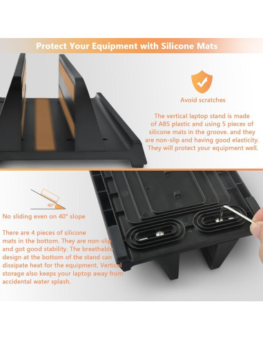 Soporte Vertical para Laptop JIMEJV, Organizador ABS Negro