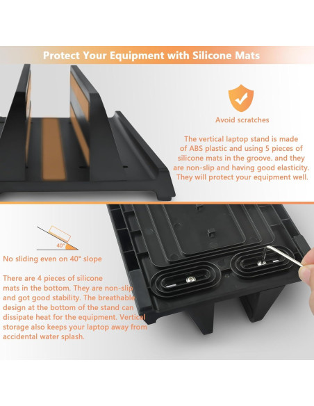 Soporte Vertical para Laptop JIMEJV, Organizador ABS Negro