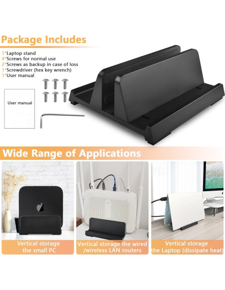 Soporte Vertical para Laptop JIMEJV, Organizador ABS Negro